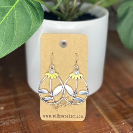 Earrings - Yellow Flower - Wilks Works 