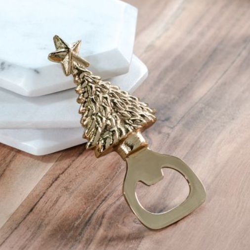 Gold Christmas Tree Bottle Opener