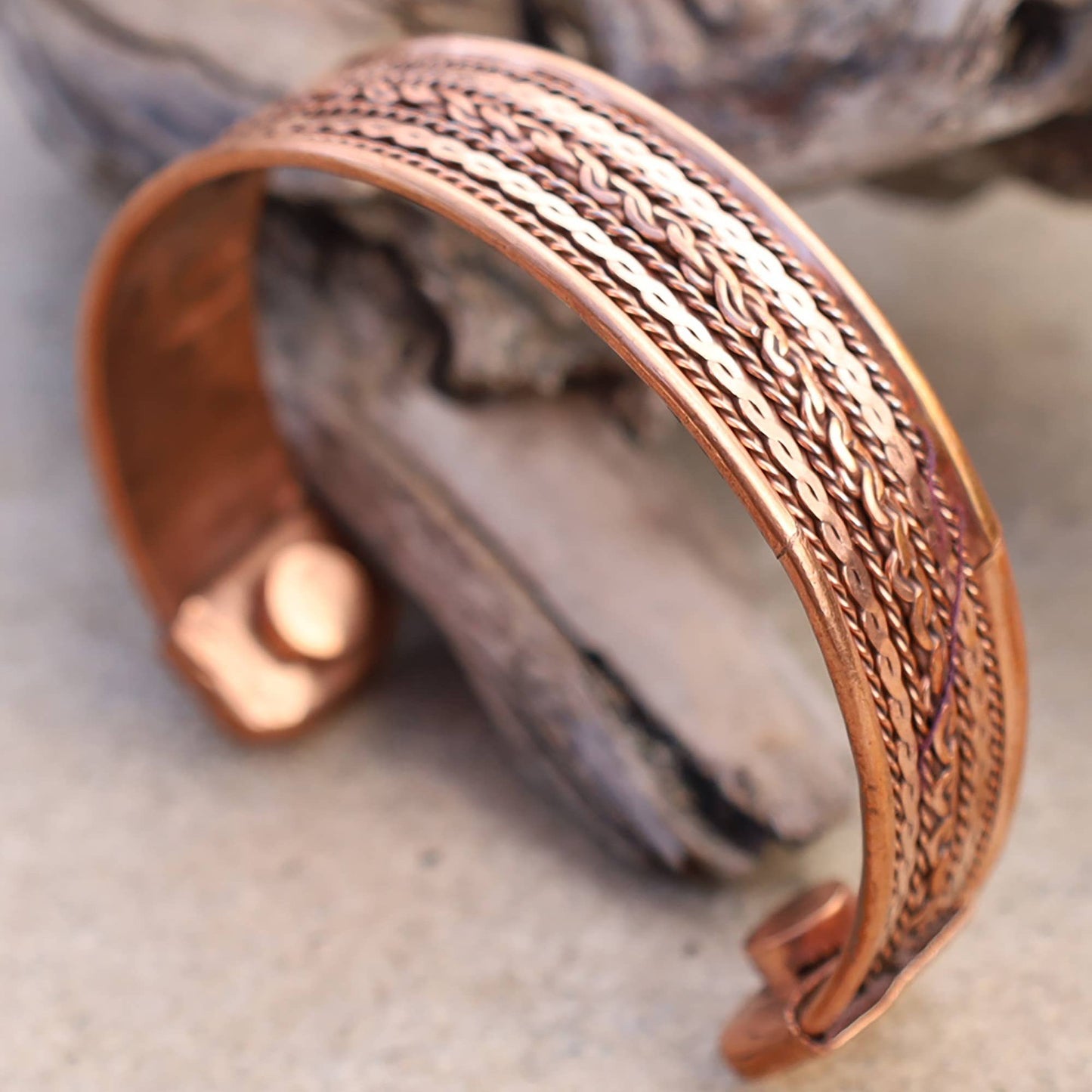 Pure Copper Twisted Wire Cuff Bracelet for Women and Men