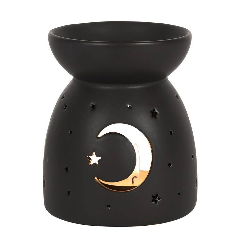 Black Mystical Moon Cut Out Oil Burner and Wax Warmer