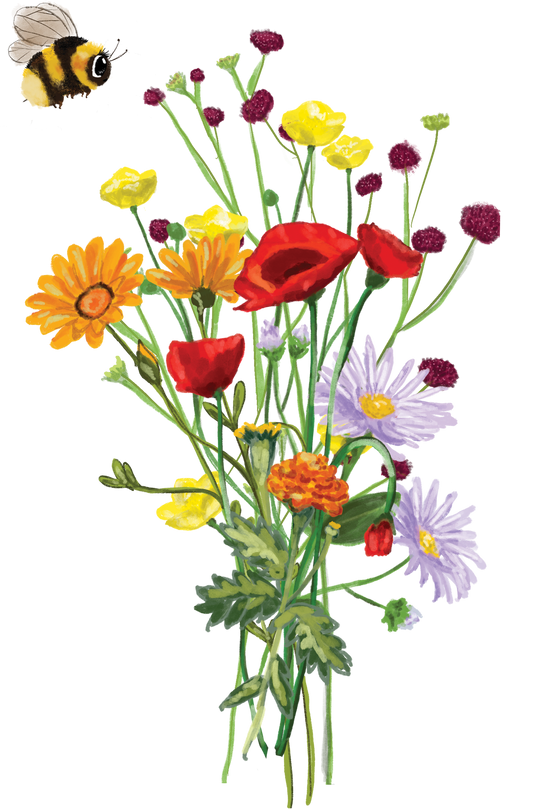 Flower and Bee Bouquet Sticker