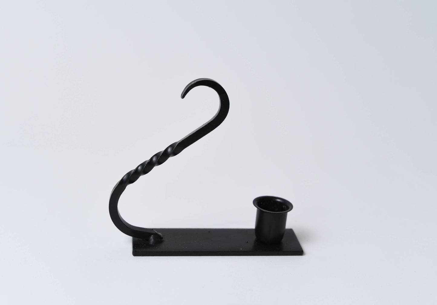 Iron Taper Holder with Curved Handle - Handmade