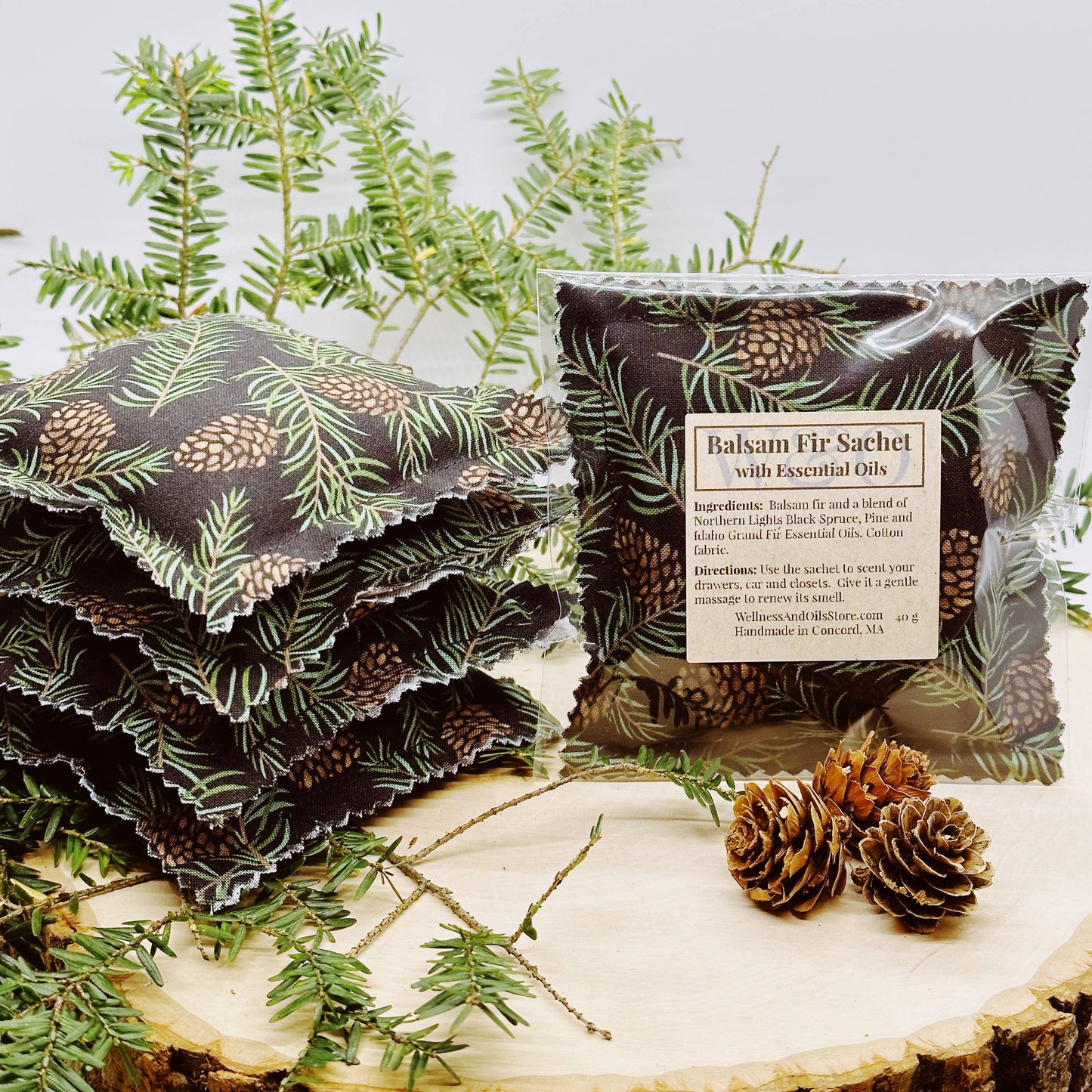 Balsam Fir Sachet Infused with Essential Oils- Evergreen BL