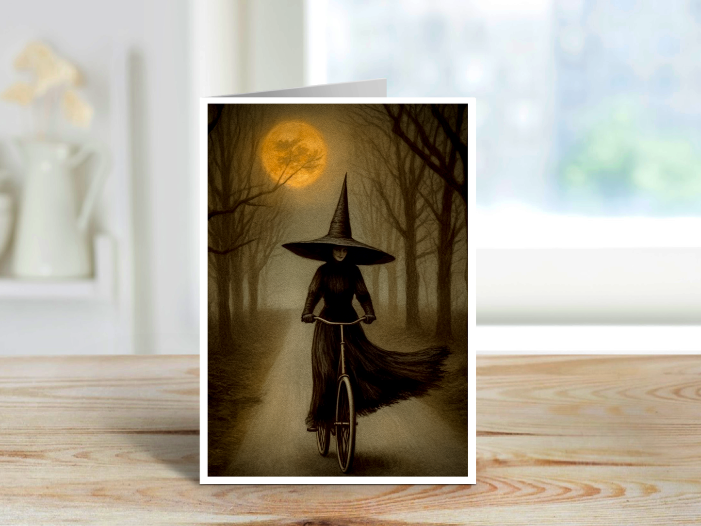 Forest Witch Riding a Bicycle