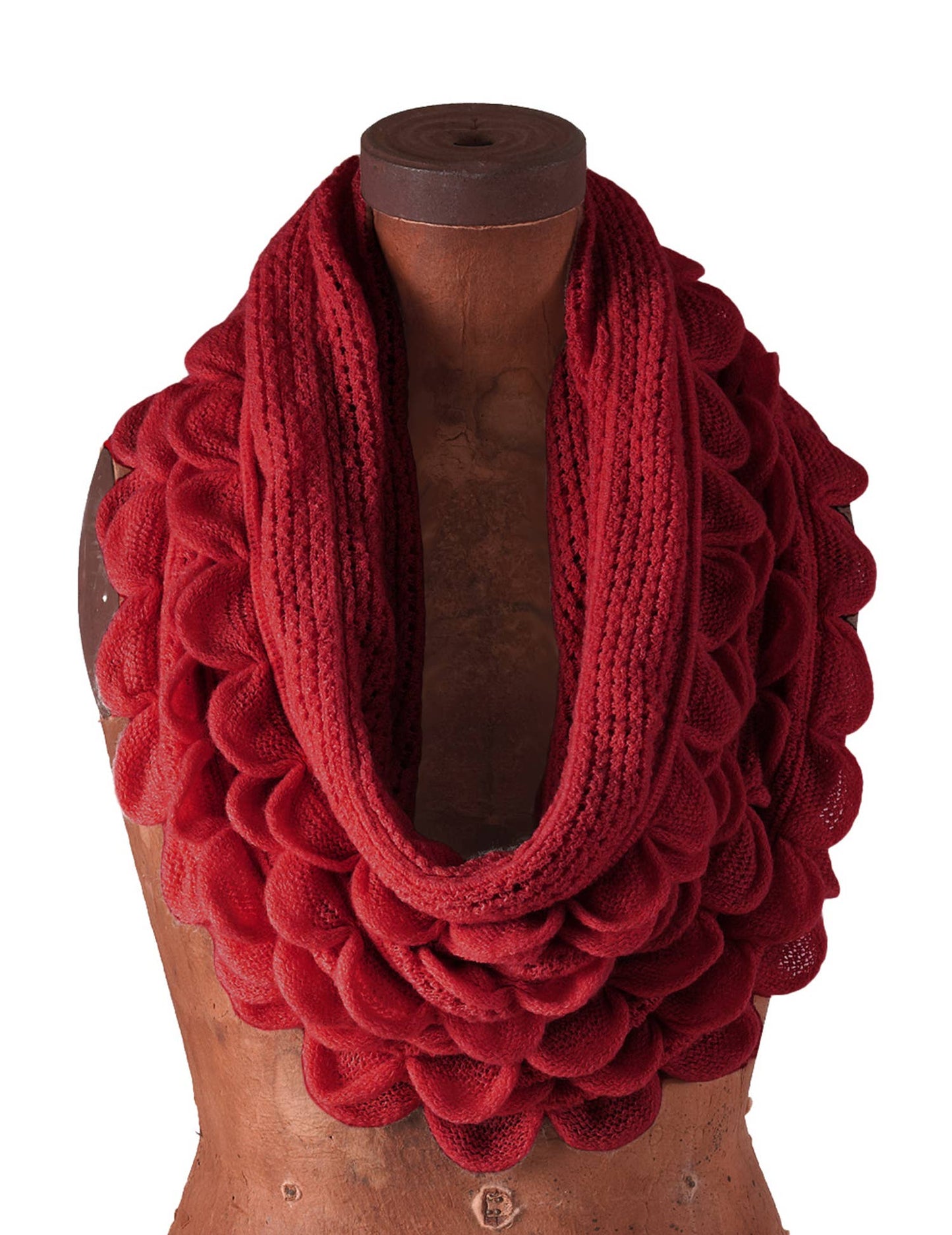 Oversized Scalloped Ruffle Knit Infinity Loop Scarf