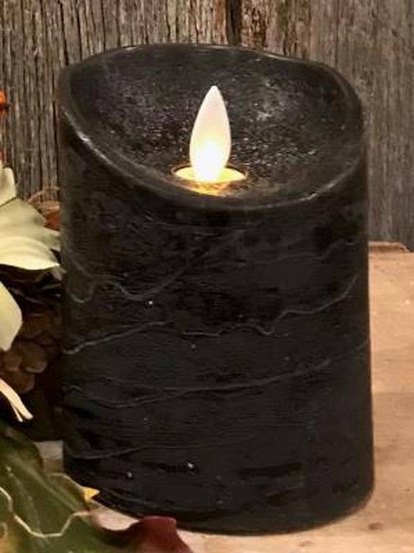 Black 4" LED Pillar Candle w/Timer