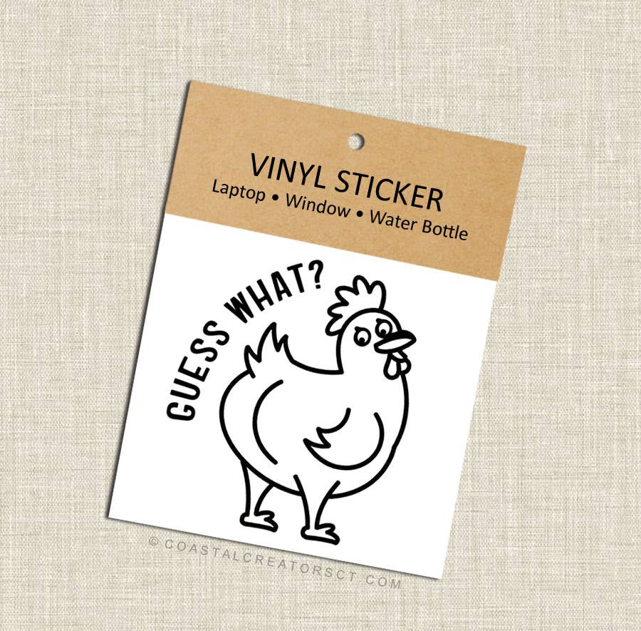 Guess What? Chicken Butt Black Vinyl Sticker