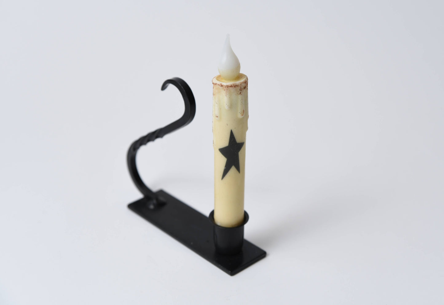 Iron Taper Holder with Curved Handle - Handmade