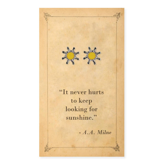 Literary Quotes Silver Sun Post Earrings