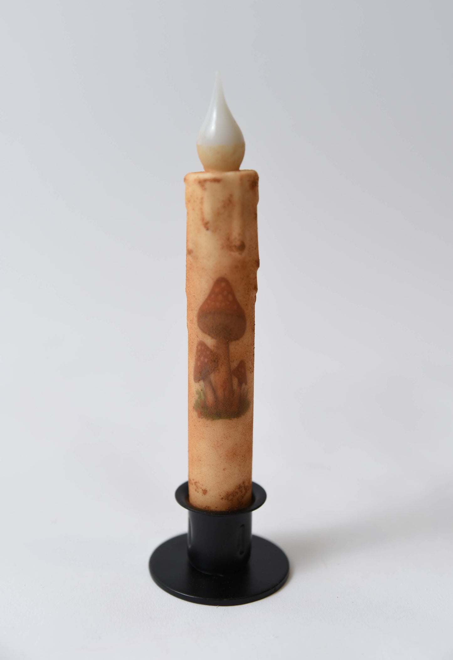Mushroom Battery Operated LED Timer Taper Candle