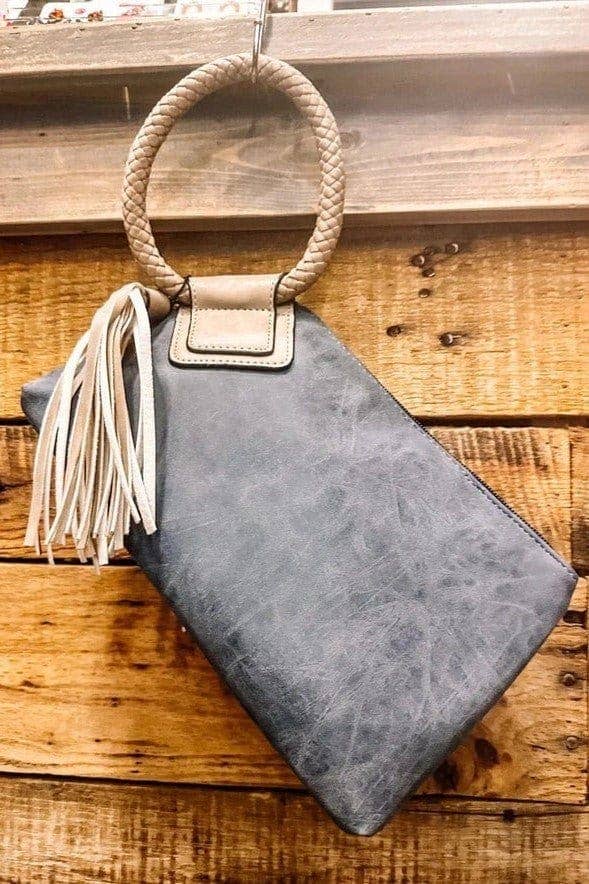 Fashion Cuff Handle Tassel Wristlet Clutch