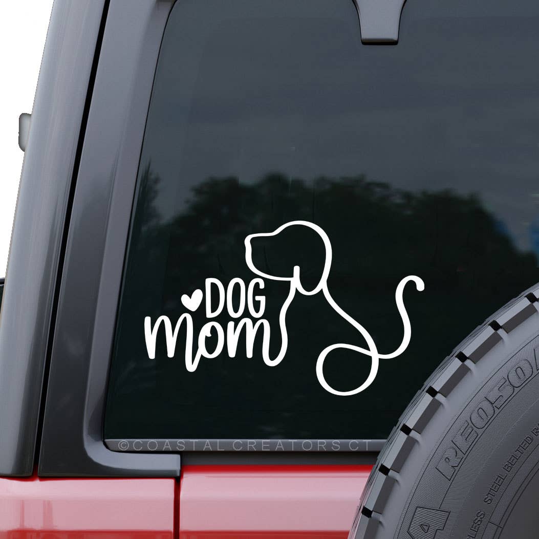 "Dog Mom" White Vinyl Car Window Decal