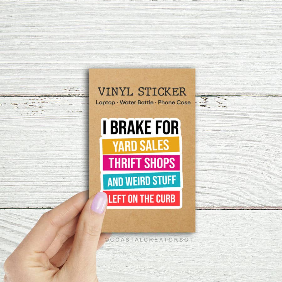 I Brake for Weird Stuff on the Curb Laptop Sticker (Color)