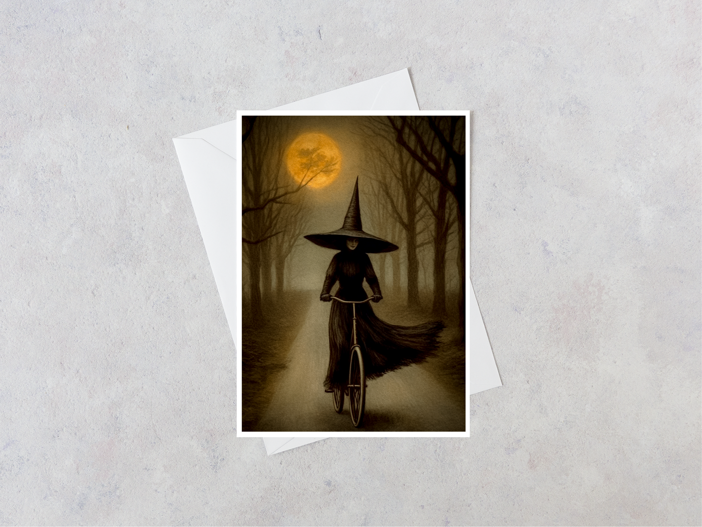 Forest Witch Riding a Bicycle