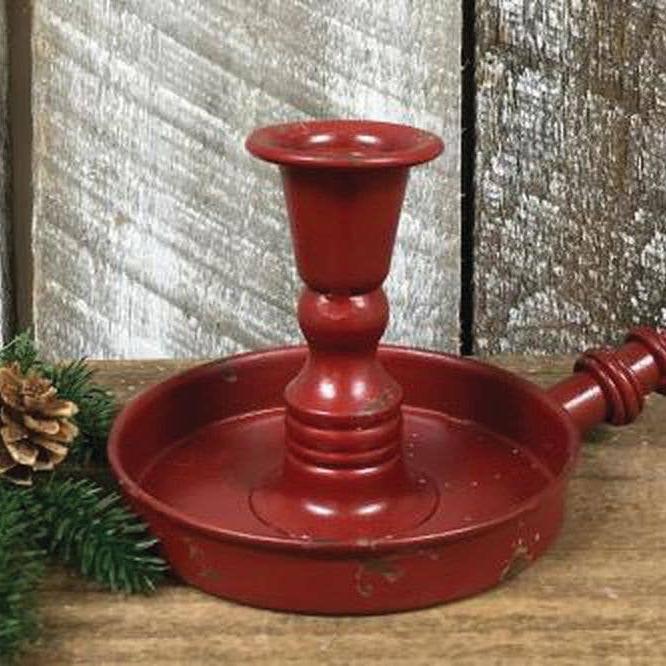 Red Distressed Taper Candle Holder