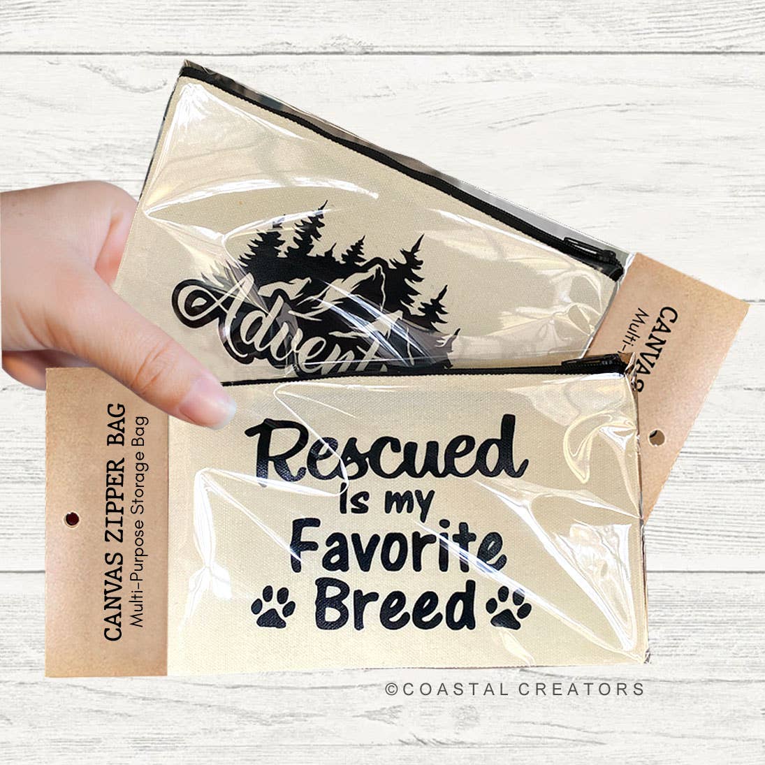 Dog Hair Fur-Fetti Multi-Use Canvas Zipper Pouch Bag