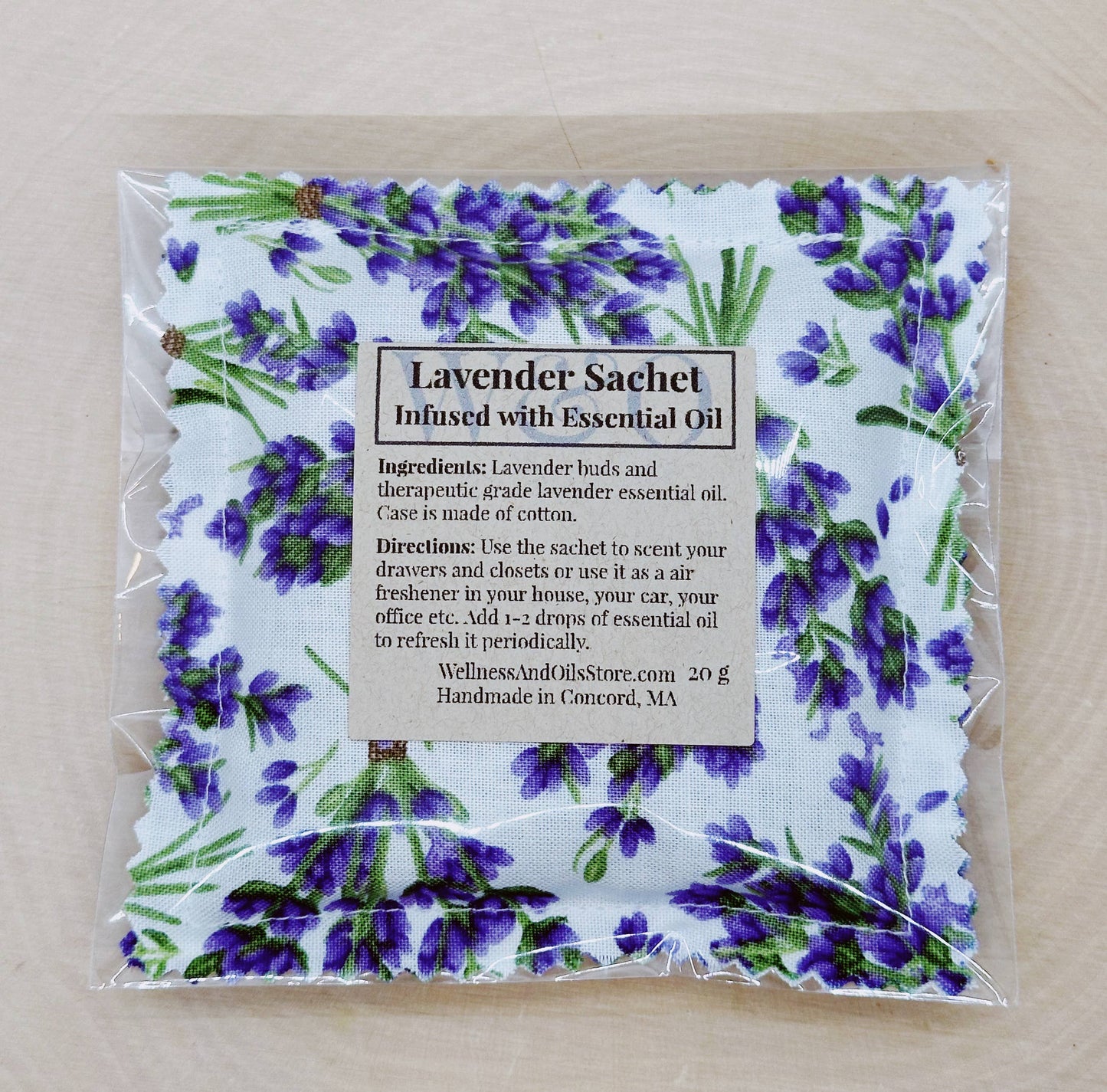 Lavender Sachet Infused with Essential Oil- White Bouquets