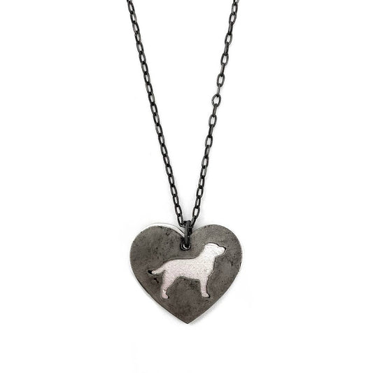 Pewter Necklace - Dog Silhouette in Heart