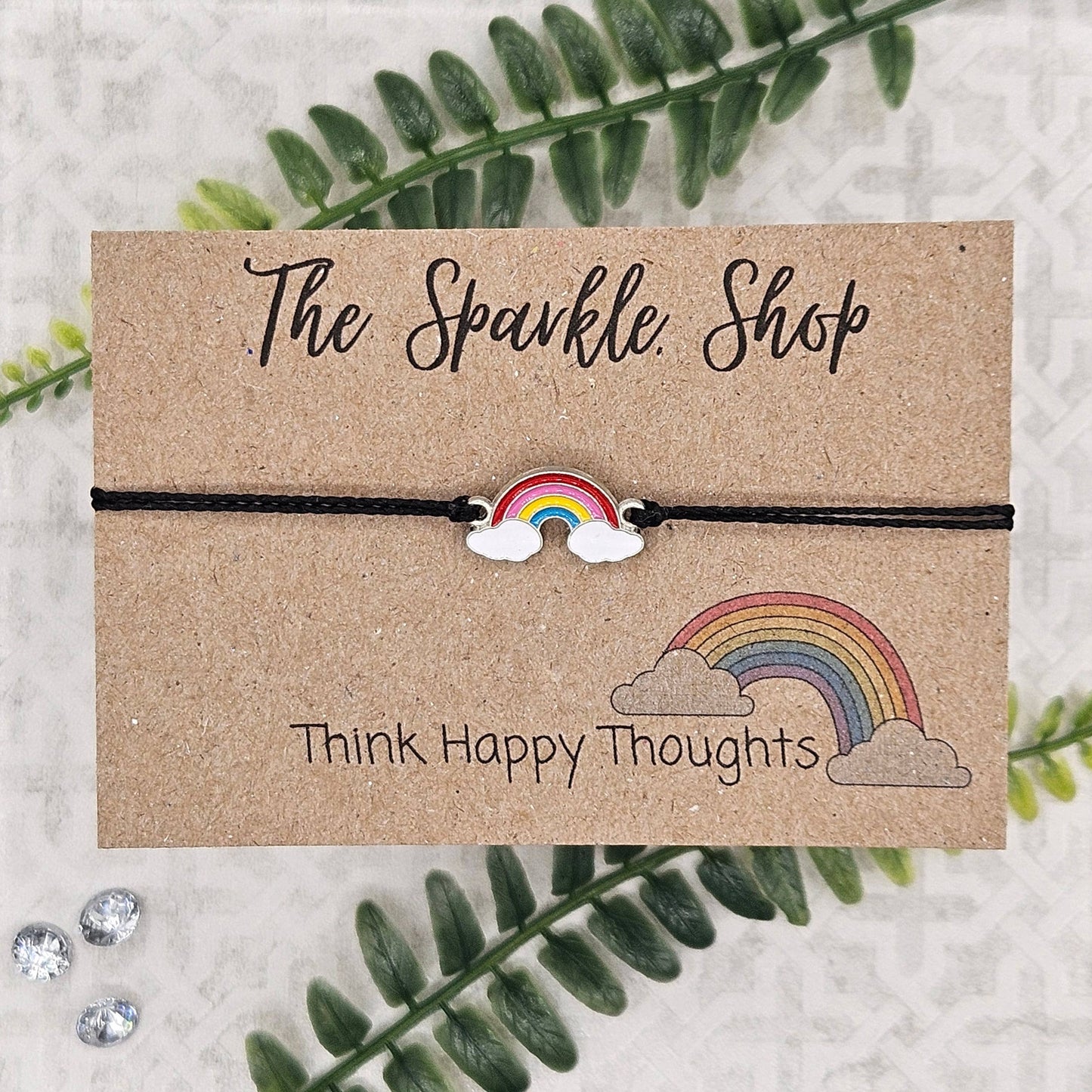 "Think Happy Thoughts" Rainbow Charm Bracelet