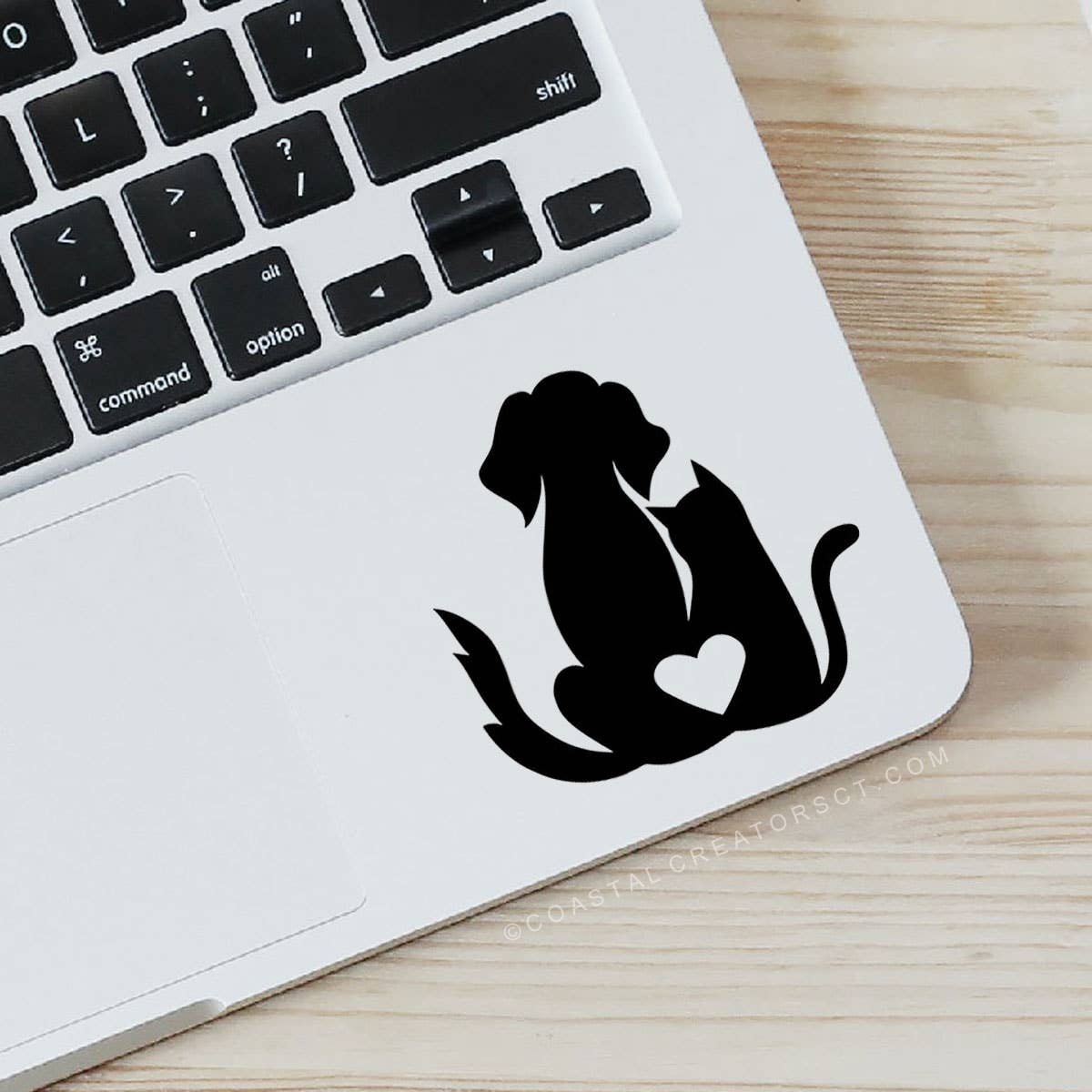 Dog and Cat Heart Vinyl Laptop or Bottle Sticker (Black)