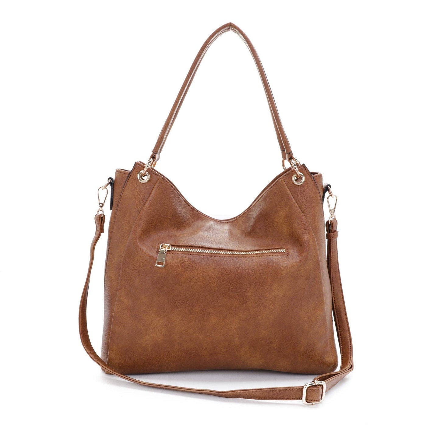 Double Zipper 2 in 1 Hobo Bag with Wristlet