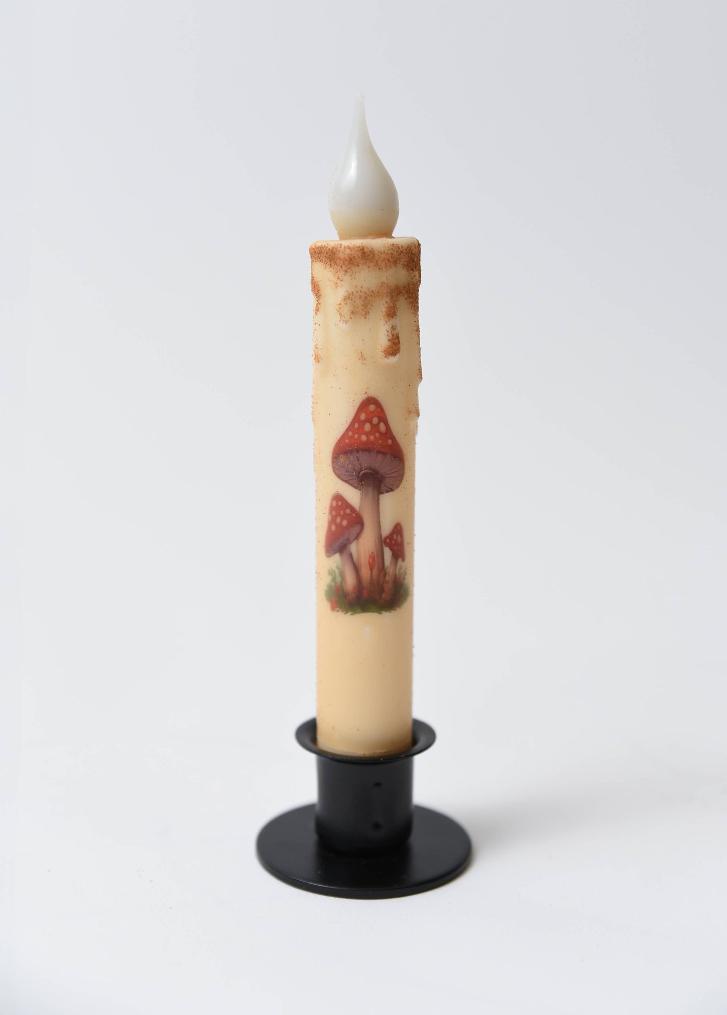 Mushroom Battery Operated LED Timer Taper Candle