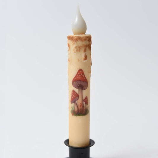 Mushroom Battery Operated LED Timer Taper Candle