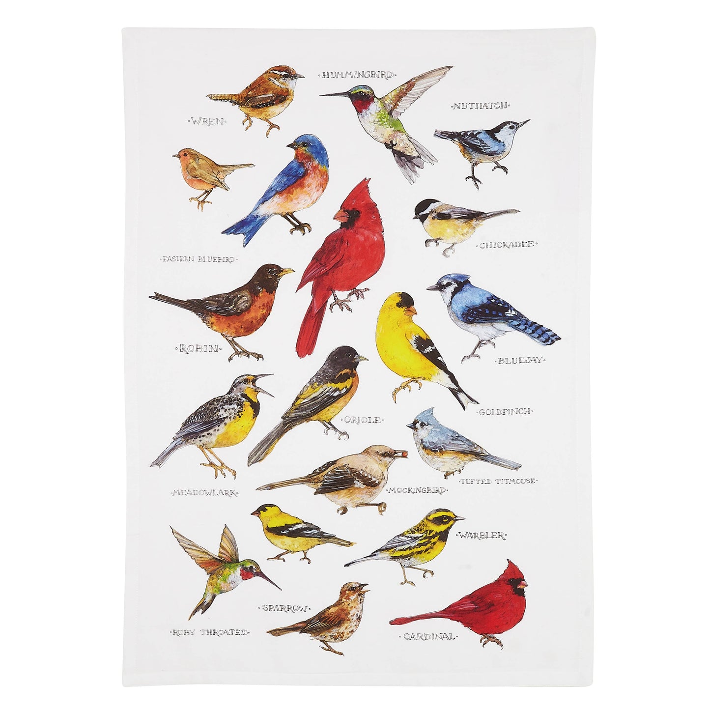 Field Guide Birds Printed Kitchen Towel