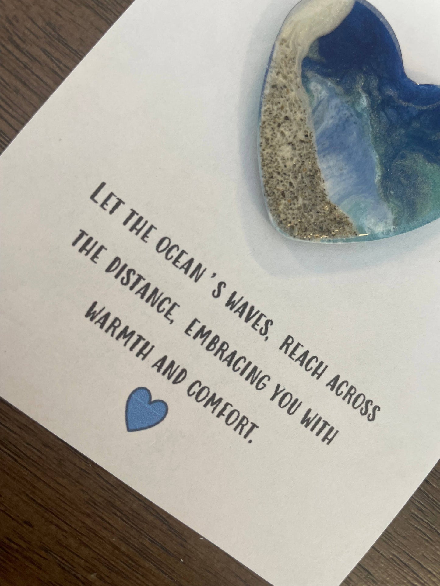 Ocean Pocket Hug Card - Beach Theme Sand and Resin Heart