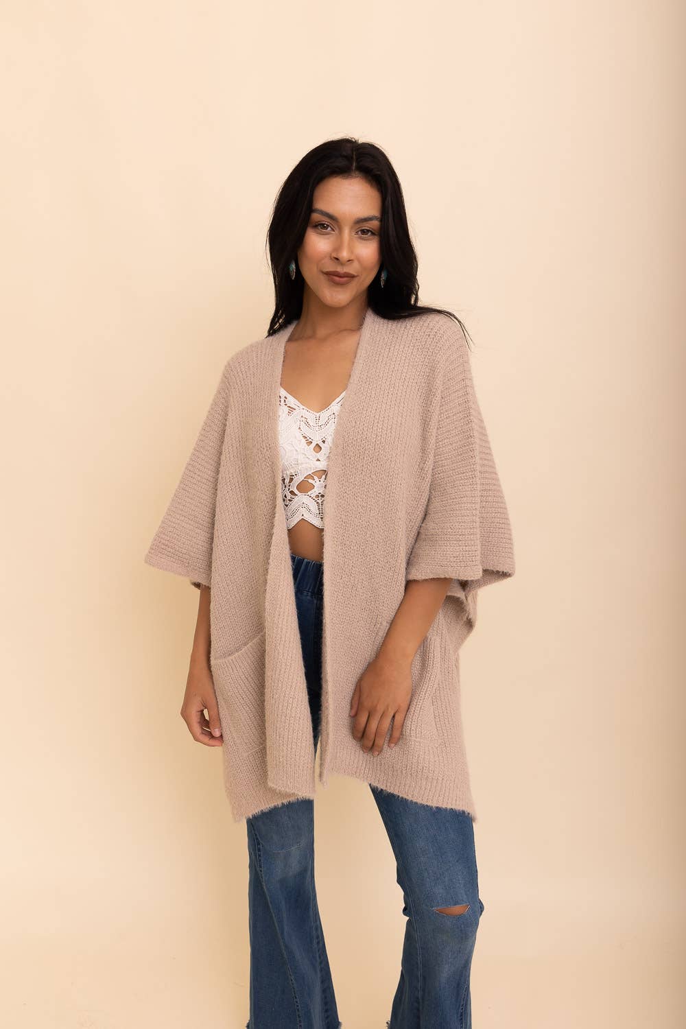 Chic Boucle Cozy Cardigan Poncho