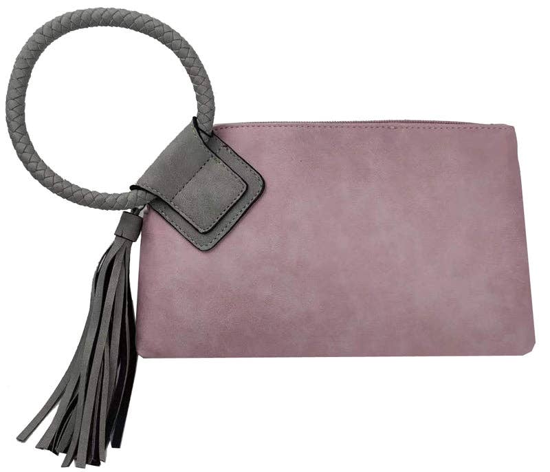 Fashion Cuff Handle Tassel Wristlet Clutch