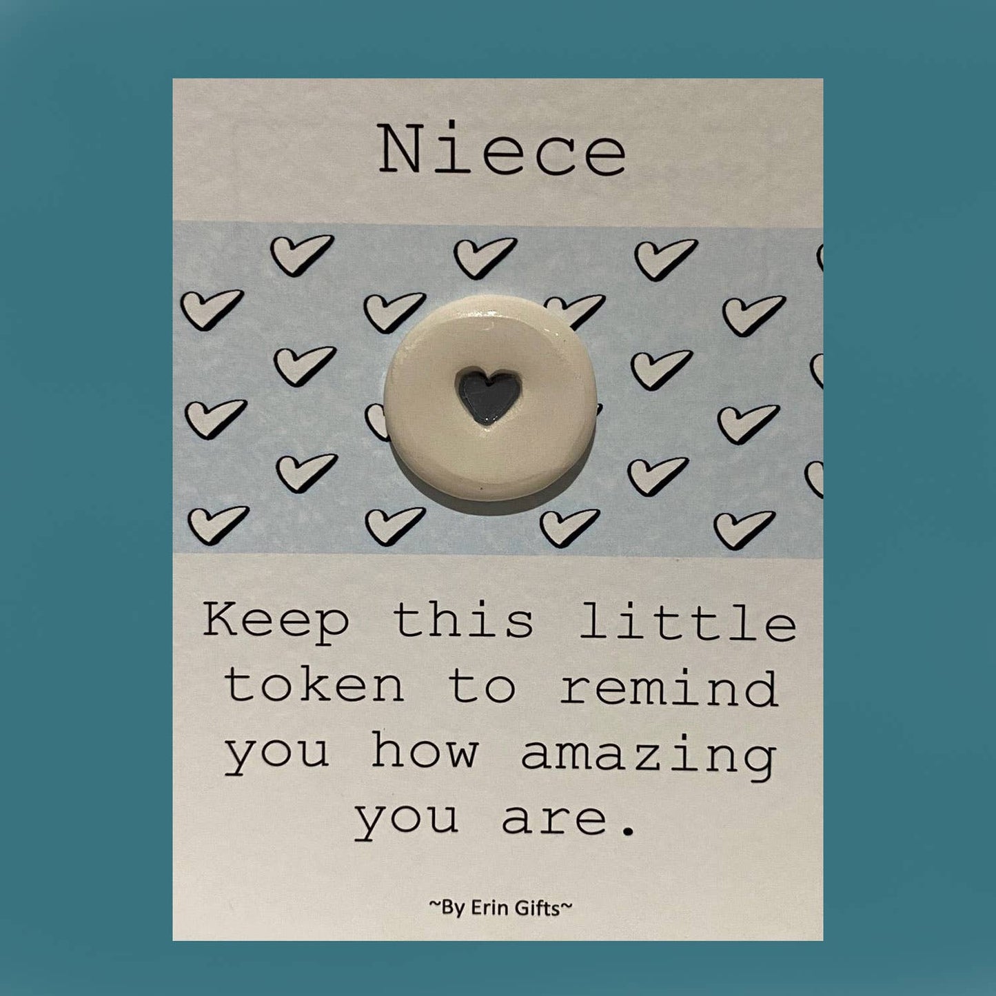 Niece  Ceramic Pocket Token Pocket Hug and Card