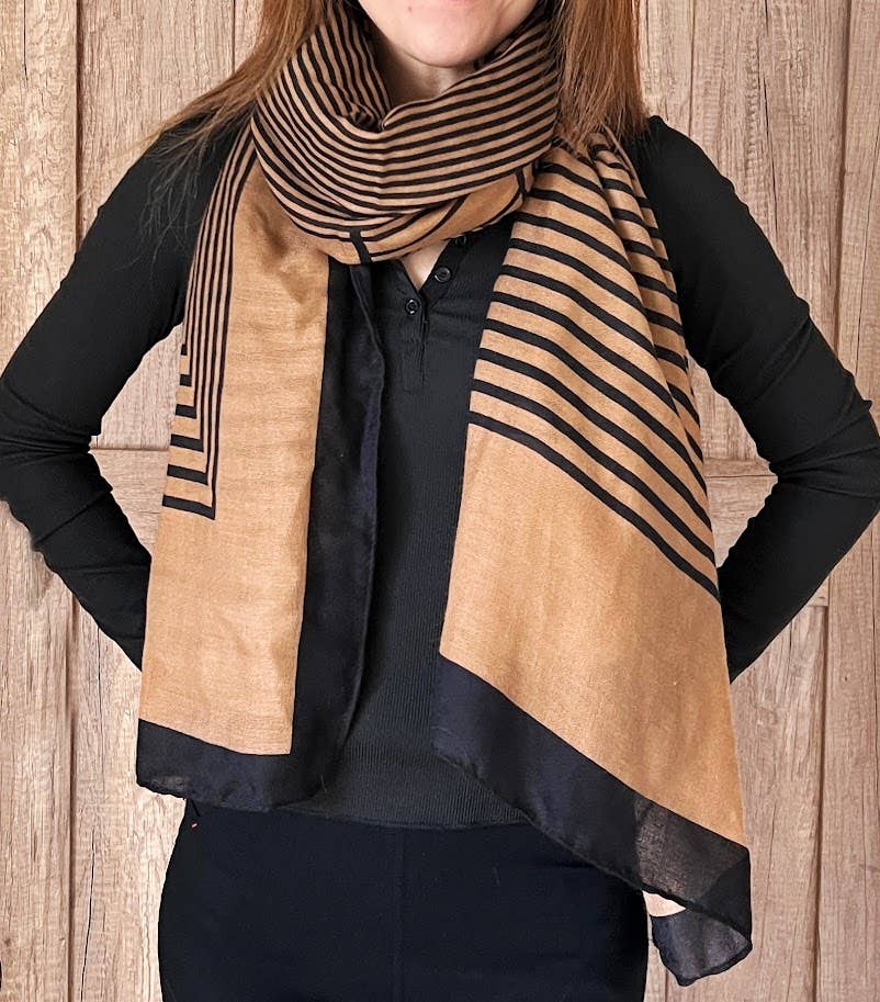 Elegant Stripe Design Soft Wrap Scarf