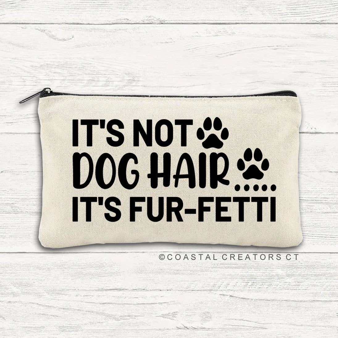Dog Hair Fur-Fetti Multi-Use Canvas Zipper Pouch Bag
