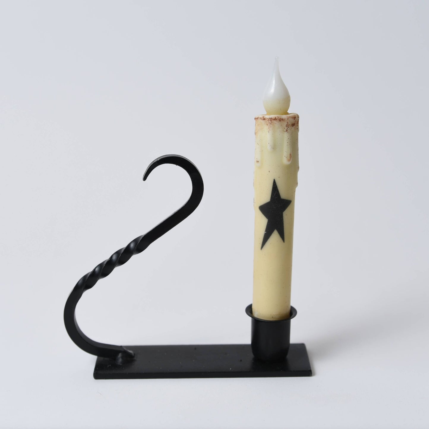 Iron Taper Holder with Curved Handle - Handmade