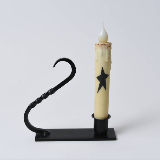 Iron Taper Holder with Curved Handle - Handmade