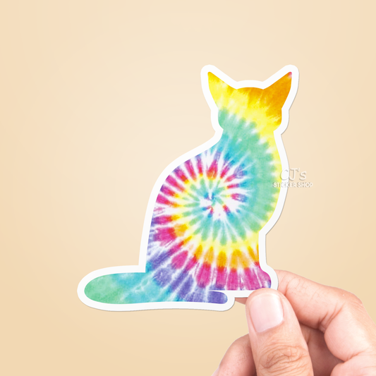 Tie Dye Cat Sticker Vinyl Decal