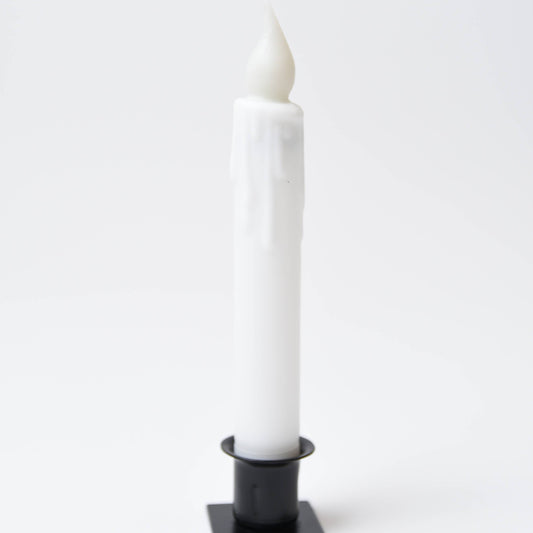 White Battery Operated LED Timer Taper Candle