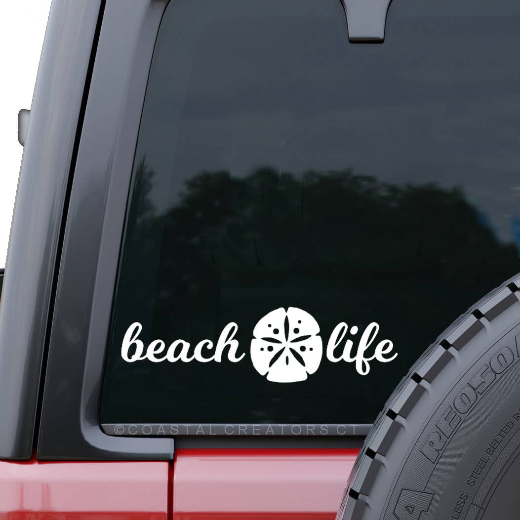 Beach Life with Sand Dollar Car Window Decal