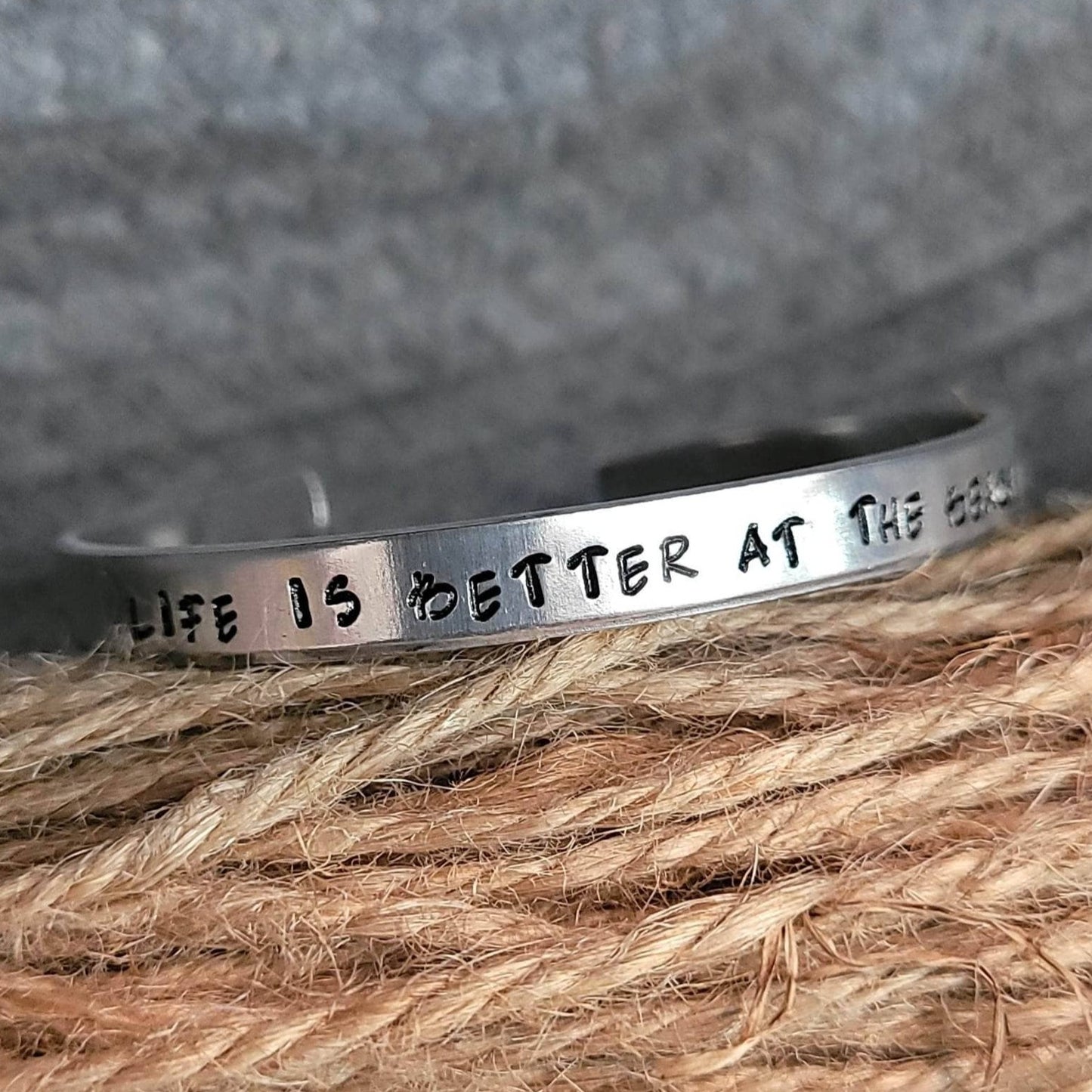 Life is better at the beach aluminum cuff