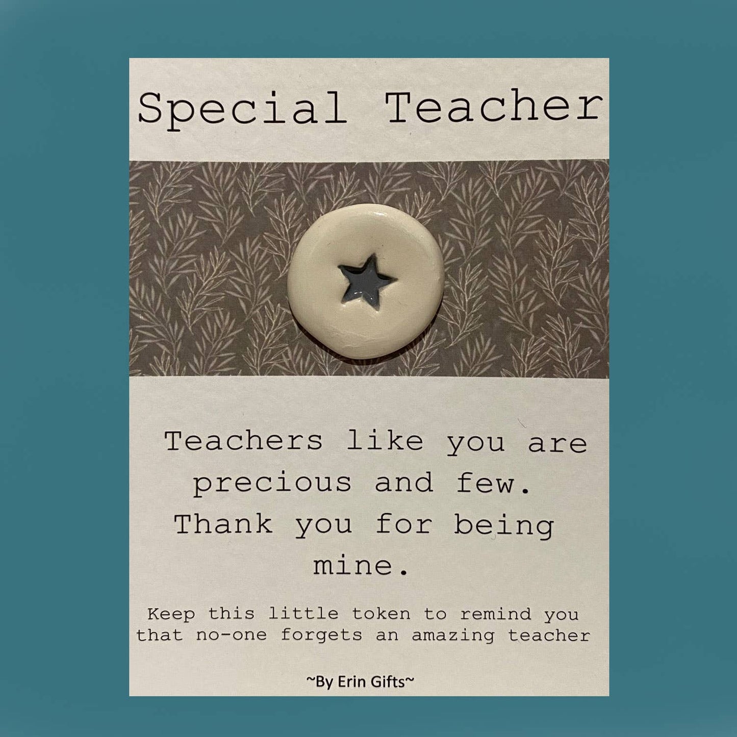 Special Teacher Ceramic Pocket Token Pocket Hug and Card