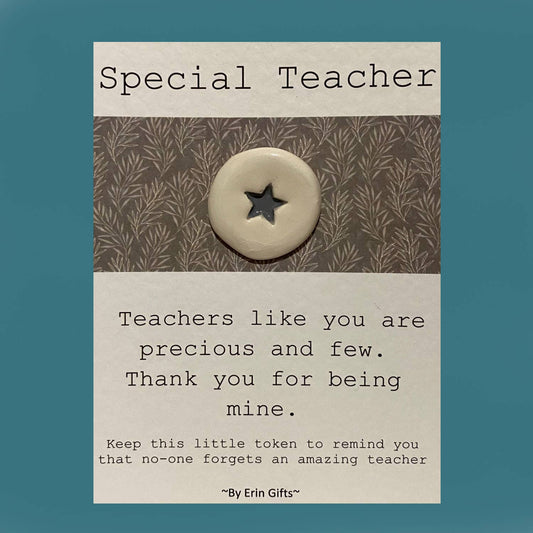 Special Teacher Ceramic Pocket Token Pocket Hug and Card