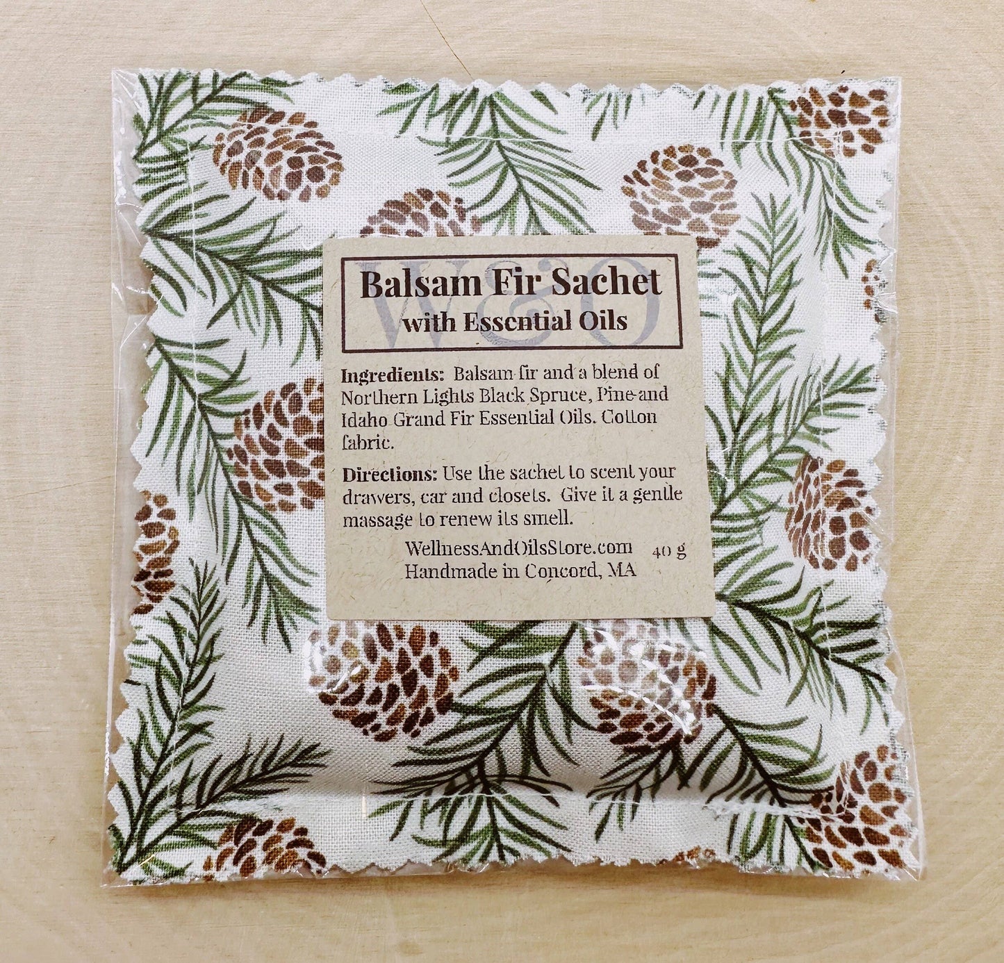 Balsam Fir Sachet Infused with Essential Oils- Evergreen