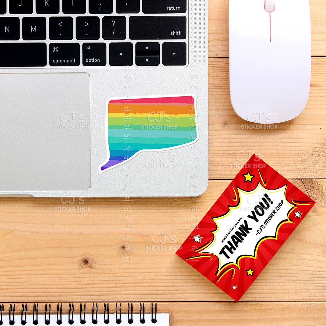 Connecticut Rainbow State Sticker Vinyl Decal