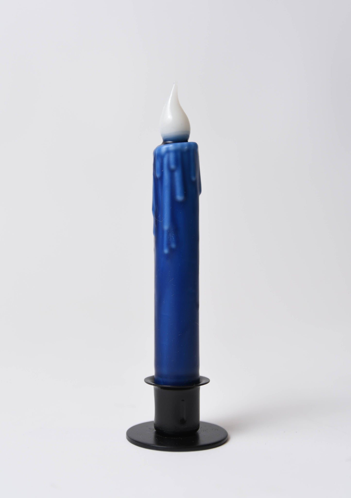 Navy Battery Operated LED Timer Taper Candle