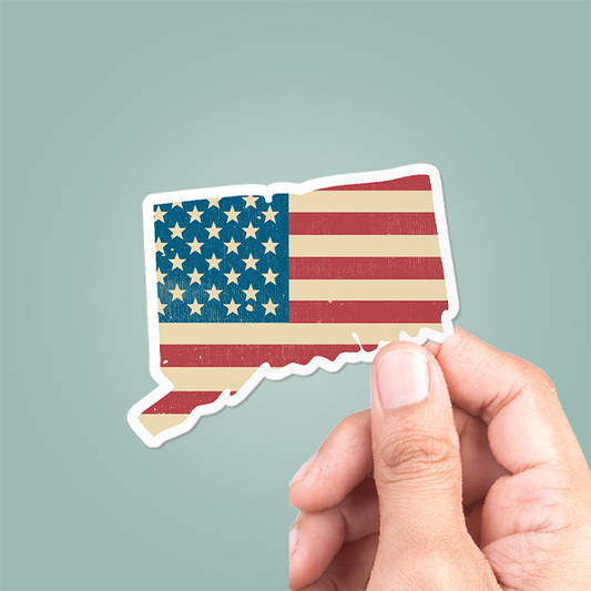 Connecticut American Flag Sticker Vinyl Decal
