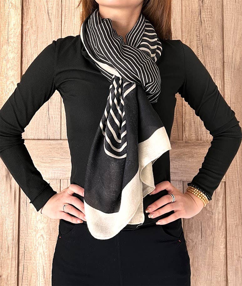 Elegant Stripe Design Soft Wrap Scarf